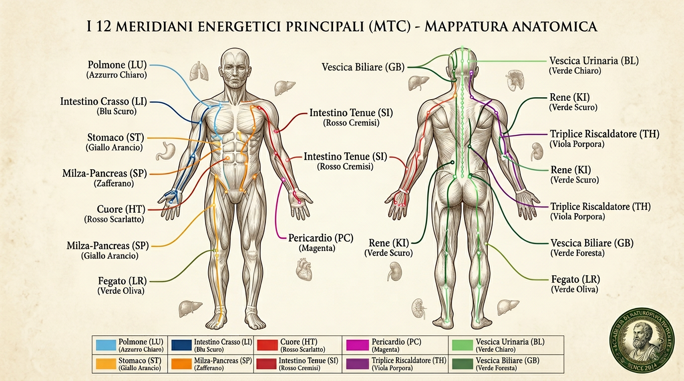 I meridiani energetici della MTC: cosa sono e come lavora con essi il naturopata 6 #12222 — Firefly_I meridiani energetici MTC_i 12 meridiani principali in colori distinti su sfondo chi 43683