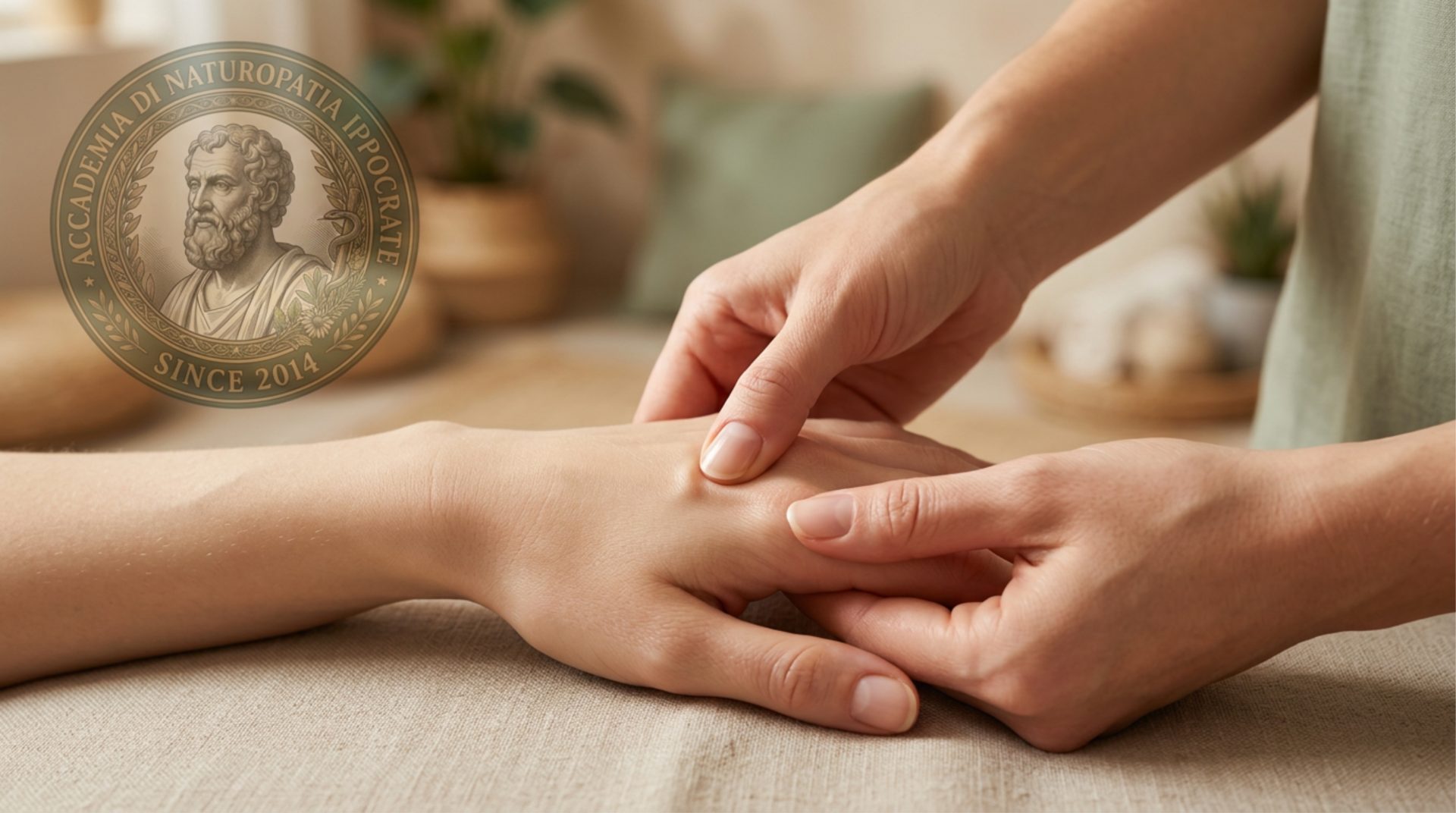 Digitopressione i punti dei meridiani nelle mani del naturopata